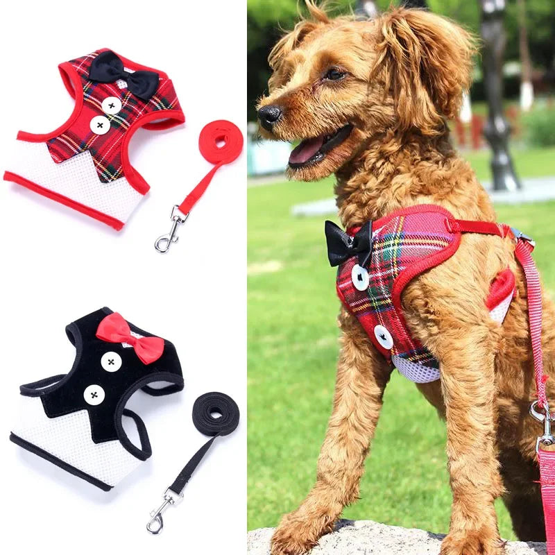 Bowtie Pet Harness Vest with Leash
