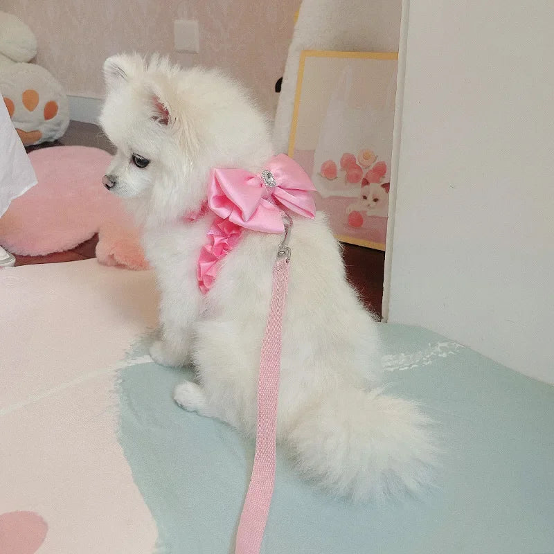 Yorkshire Pink Bow Harness Rope Set