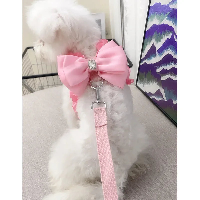 Yorkshire Pink Bow Harness Rope Set