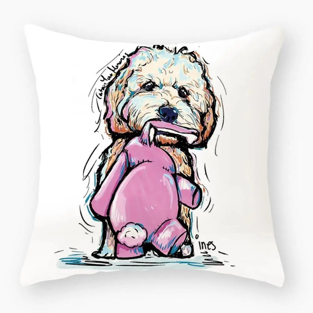 Cute Dog Yorkie Sofa Pillowcase