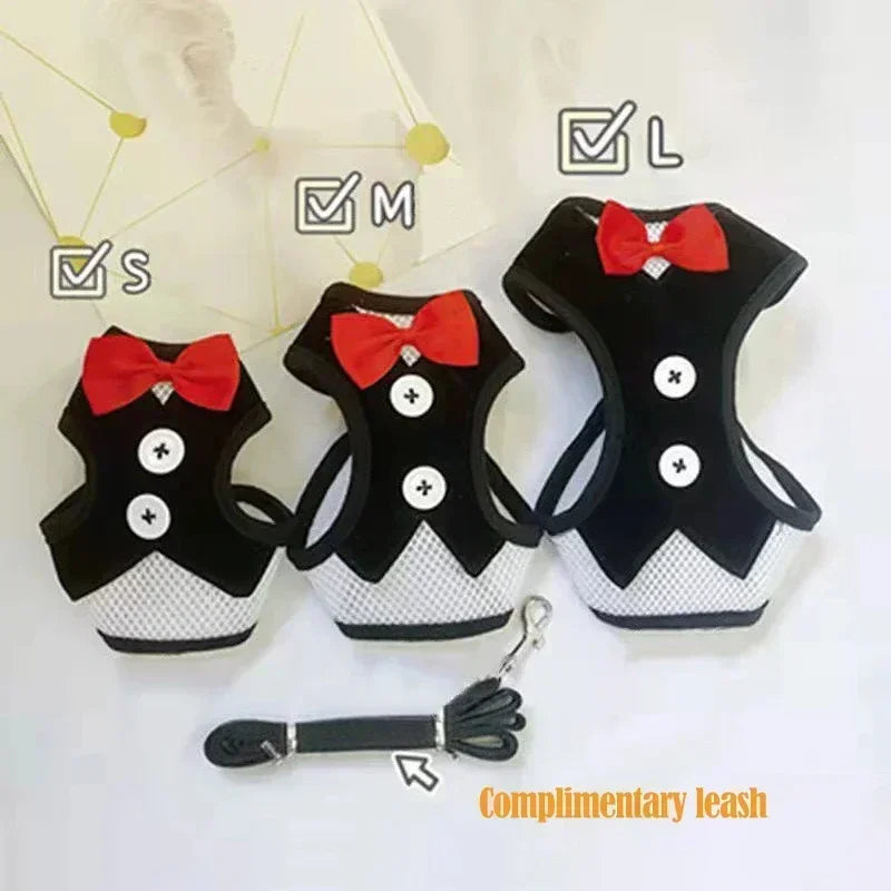 Bowtie Pet Harness Vest with Leash