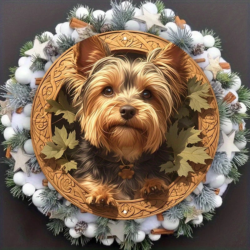 1pc Durable Wooden Pet Waterproof Yorkie Dog Art