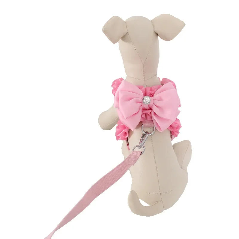 Yorkshire Pink Bow Harness Rope Set