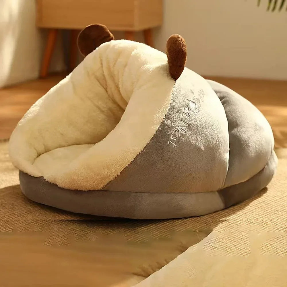 Cozy Slipper-Style Pet Bed Warm, Breathable, and Washable Foldable Dog House