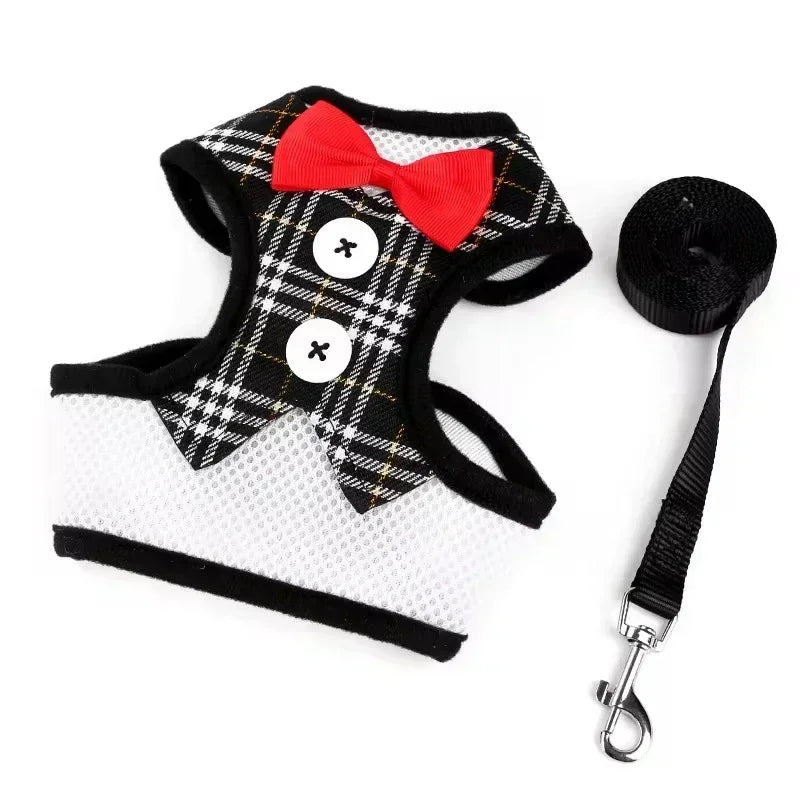 Bowtie Pet Harness Vest with Leash