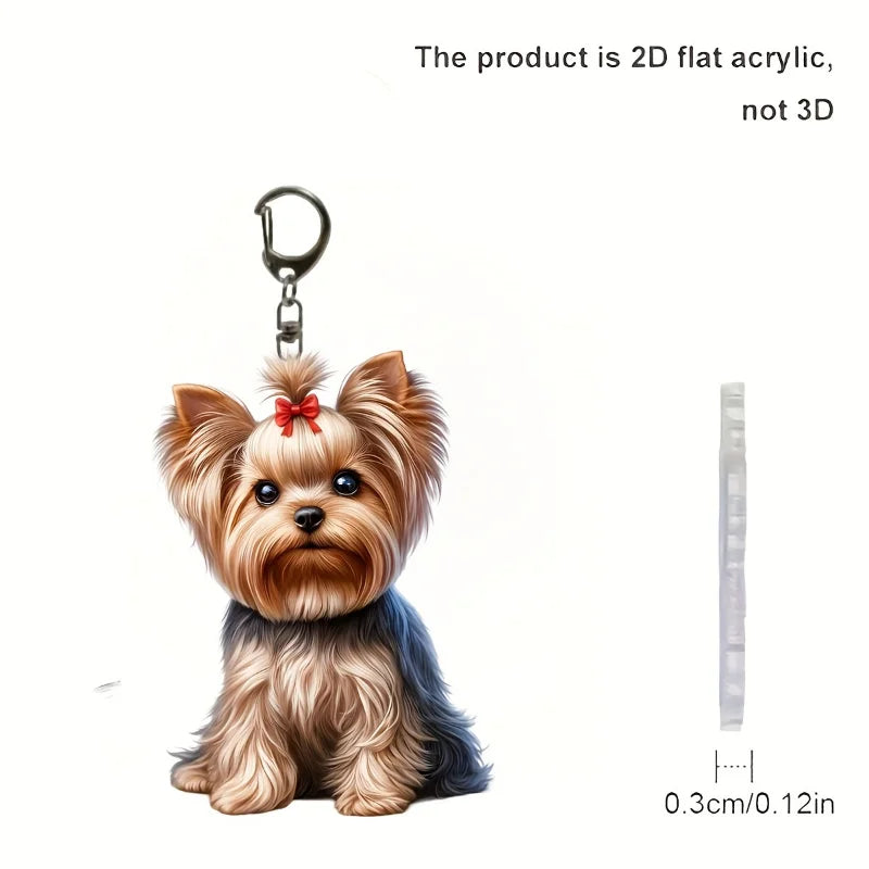 Cute Yorkshire Terrier with Bow Tie Pendant Keychain
