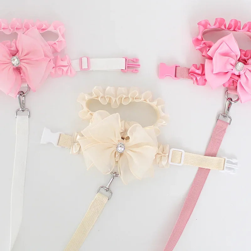Yorkshire Pink Bow Harness Rope Set