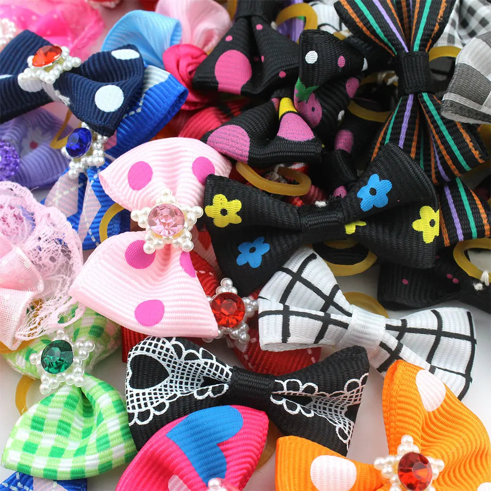 Cute Yorkie Headwear Pet Bows
