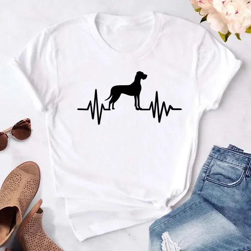 Y2k Dogs Paws Mom Print T-Shirt