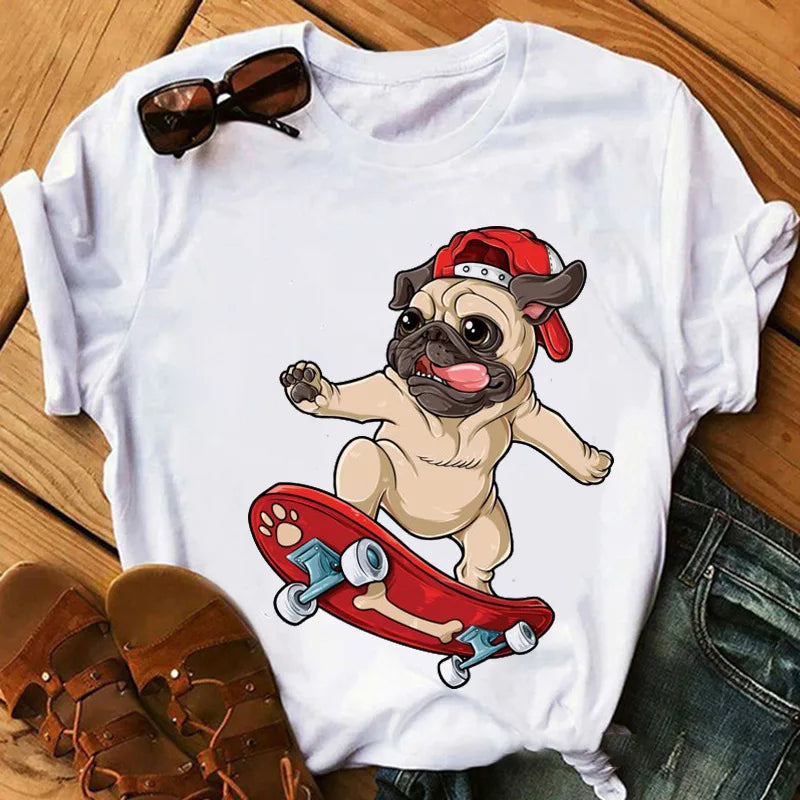 New Dog Animal Print T-shirt for Women