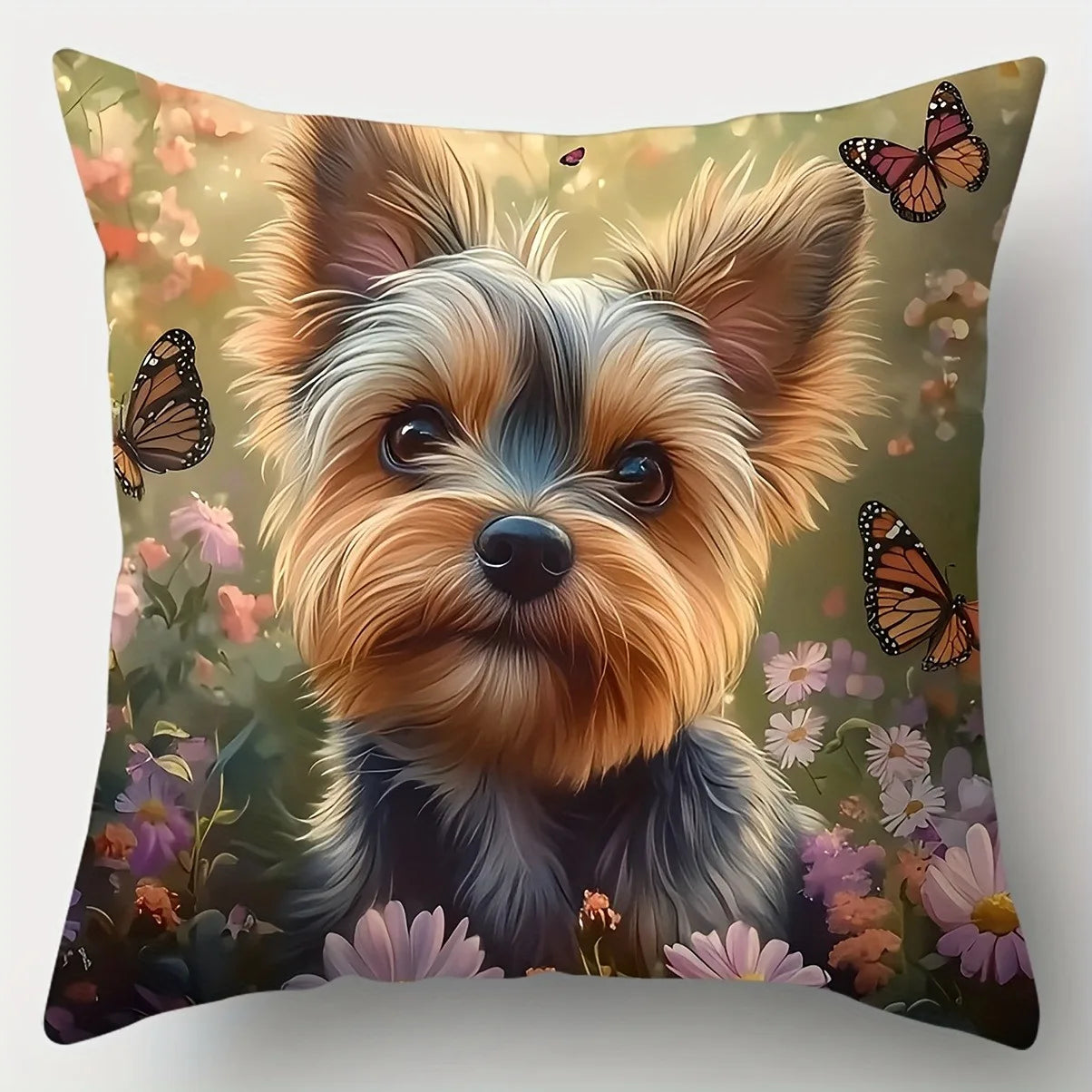 Yorkshire Terrier in Floral Garden Pillowcases