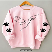 Women's Pink Cotton Dog Paw Graphic Print Sweatshirt