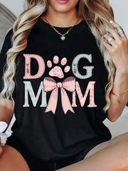 Dog Mom Graphic Crew-Neck T-Shirt for Women