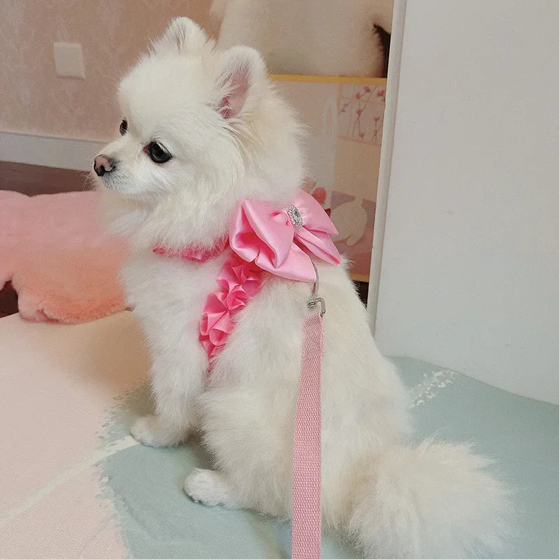 Yorkshire Pink Bow Harness Rope Set