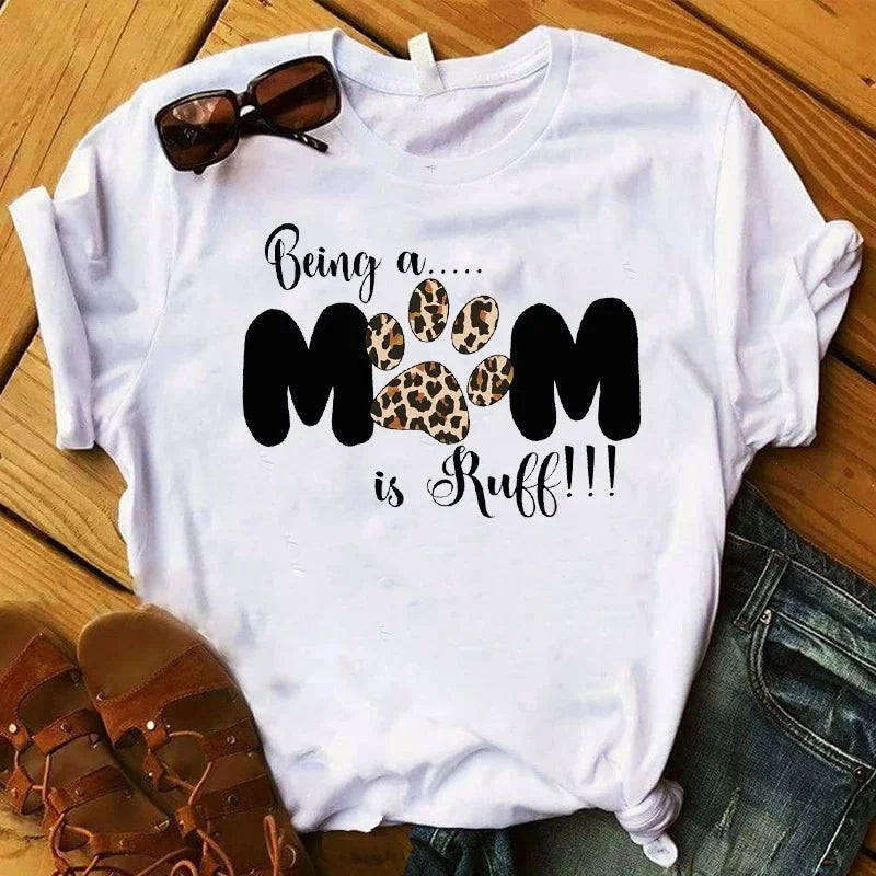 Female Dog Paw Printed Cute Fashion Top Tshirt