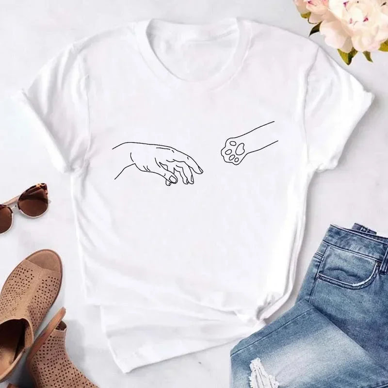 Y2k Dogs Paws Mom Print T-Shirt