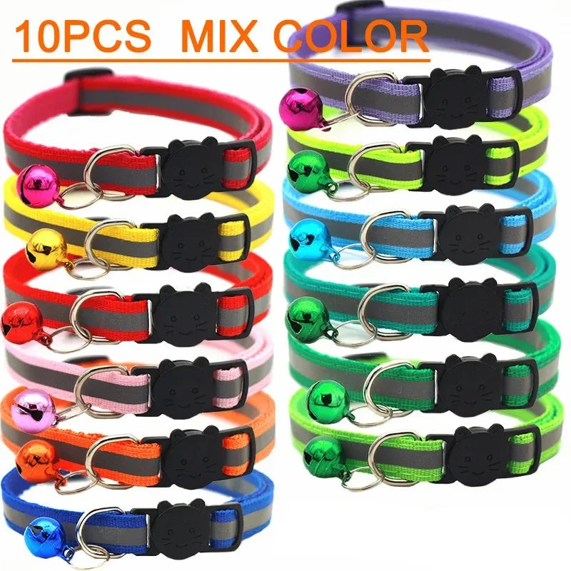 10Pcs Wholesale Collars With Bell Adjustable Necklace
