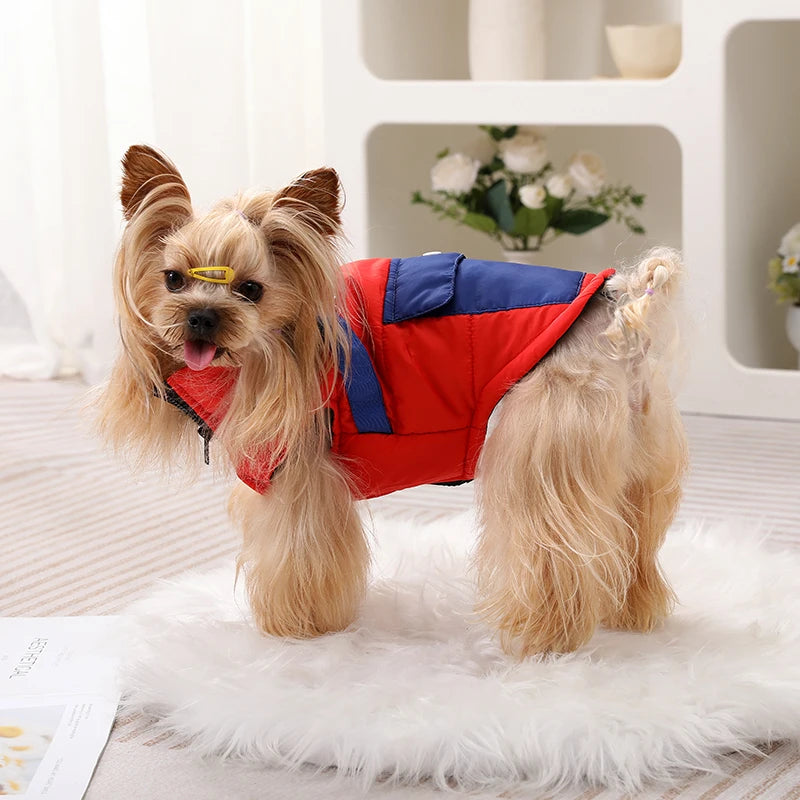 Dog Clothes Vest Jacket With Harness Pocket Zipper Windproof