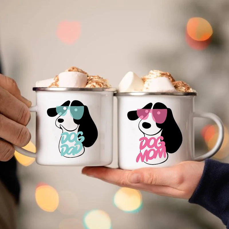 Dog Mom/Dad Print Creative Enamel Handle Mugs