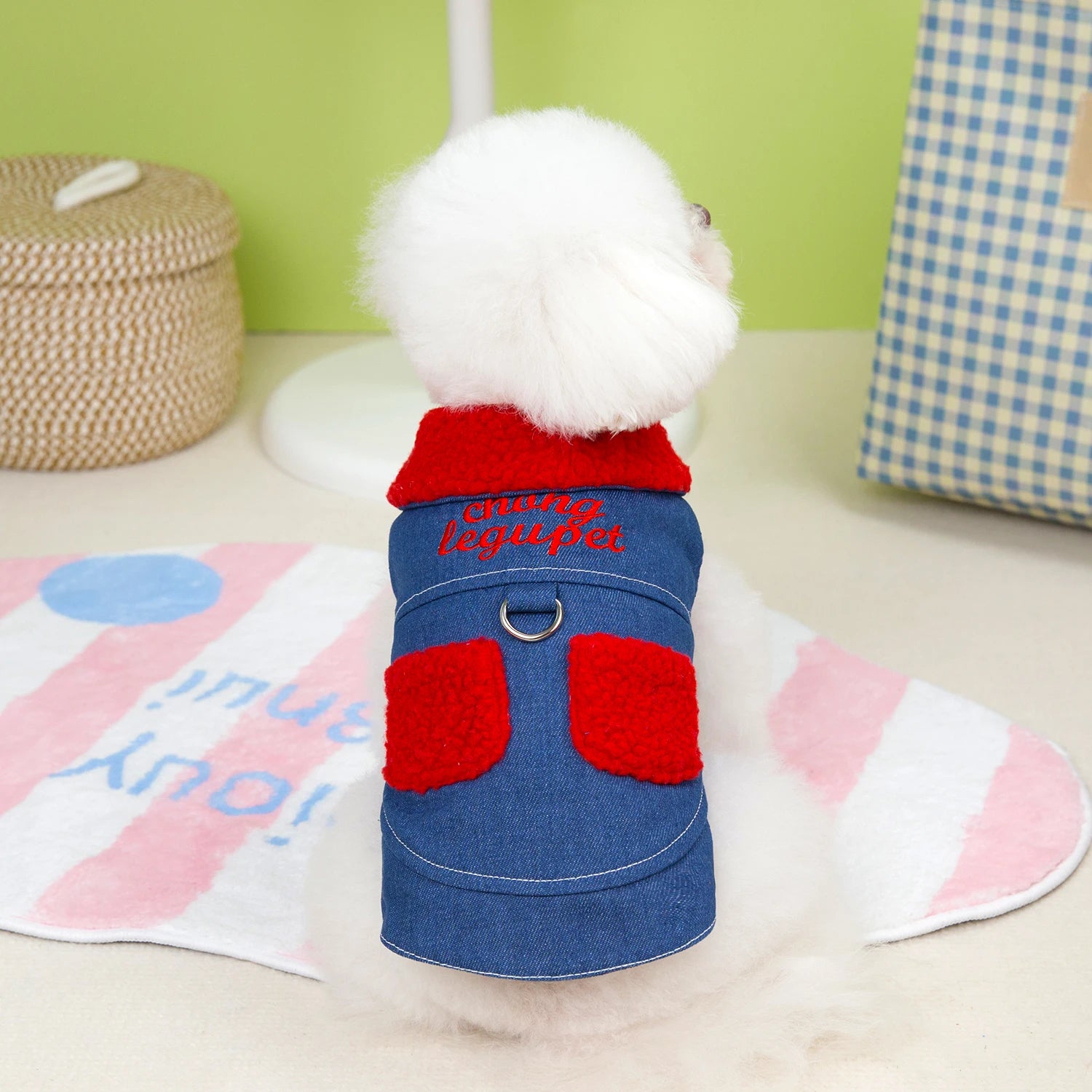 Denim Yorkie Pet Dog Jacket Winter Warm Dog Clothes