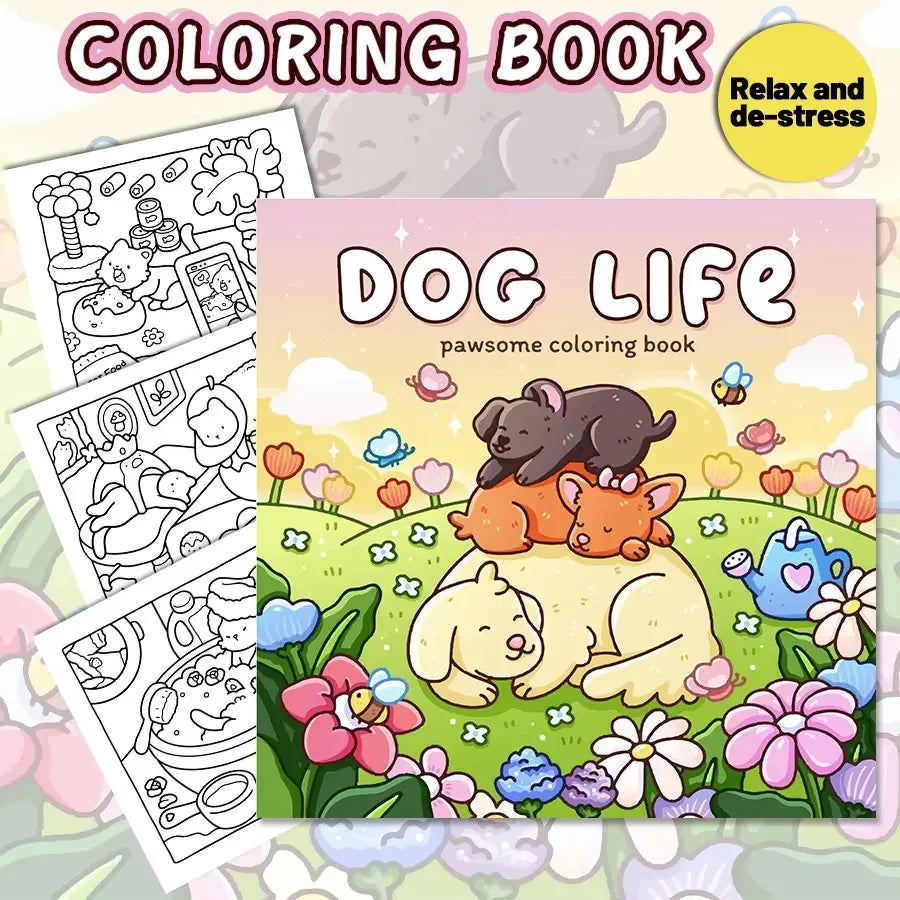 Dog Life Adult Coloring Book