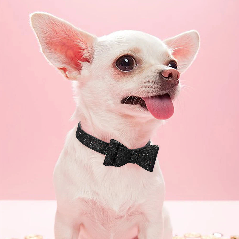 Adjustable Leather Bow Knot Dog Collar