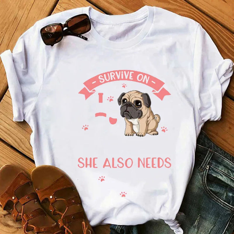 New Dog Animal Print T-shirt for Women