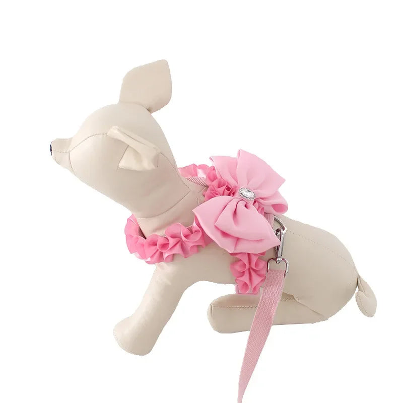 Yorkshire Pink Bow Harness Rope Set