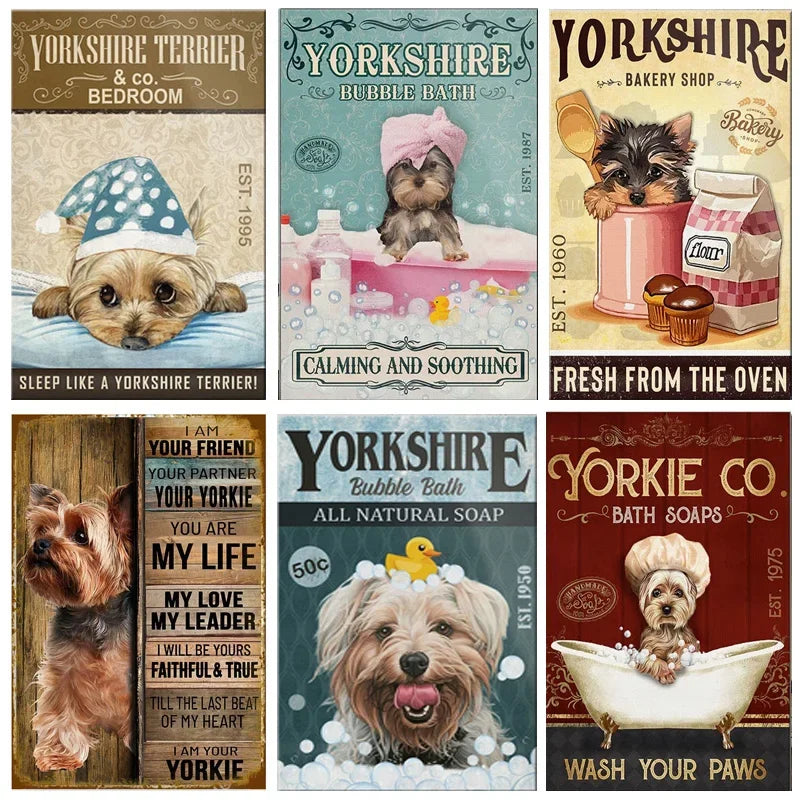 Yorkshire Terrier Dog Sign Art Metal Wall Decor Wall