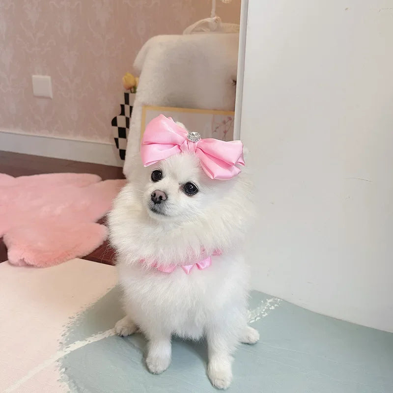 Yorkshire Pink Bow Harness Rope Set