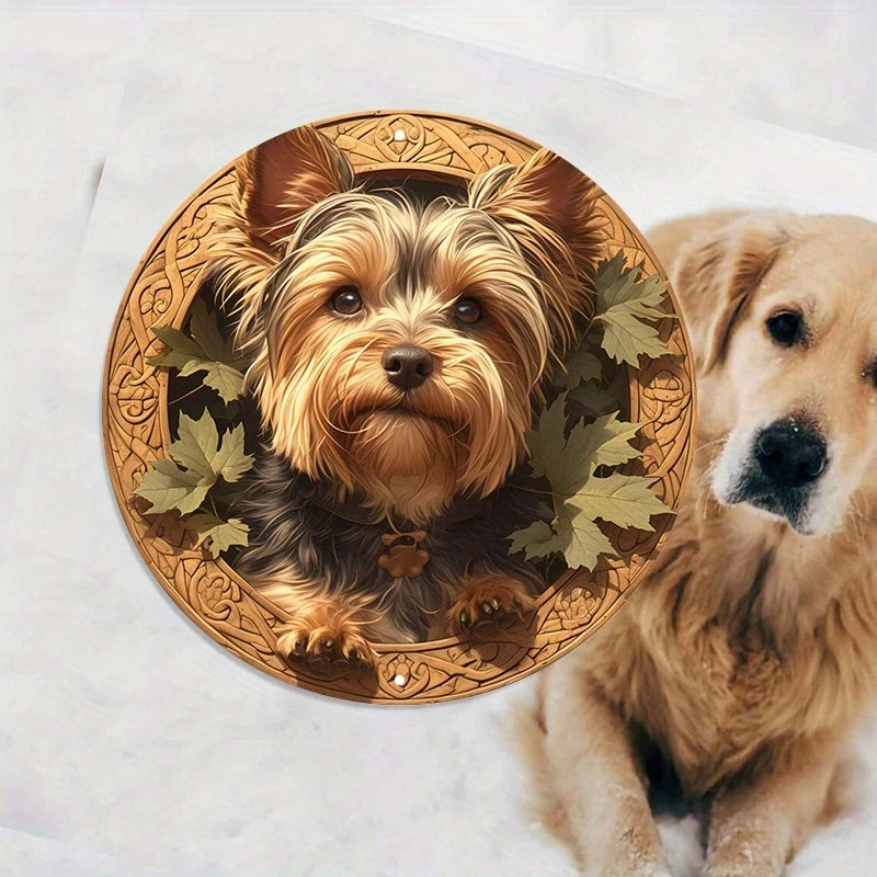 1pc Durable Wooden Pet Waterproof Yorkie Dog Art