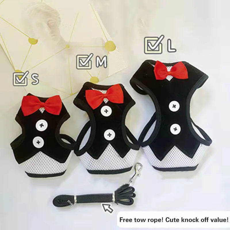 Bowtie Pet Harness Vest with Leash