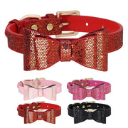 Adjustable Leather Bow Knot Dog Collar