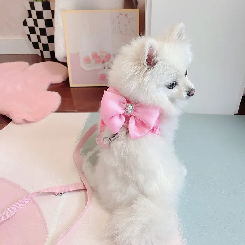 Yorkshire Pink Bow Harness Rope Set