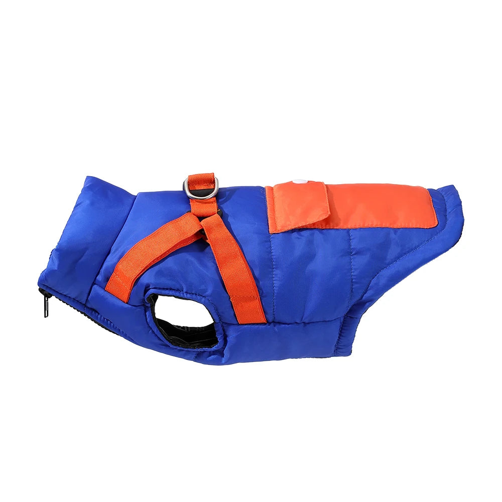 Dog Clothes Vest Jacket With Harness Pocket Zipper Windproof