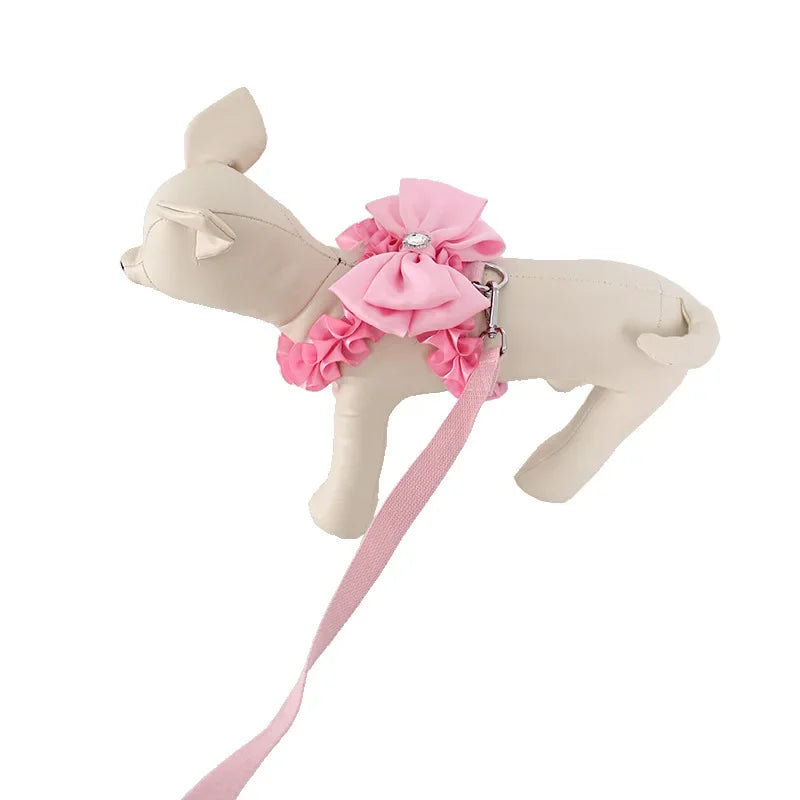 Yorkshire Pink Bow Harness Rope Set