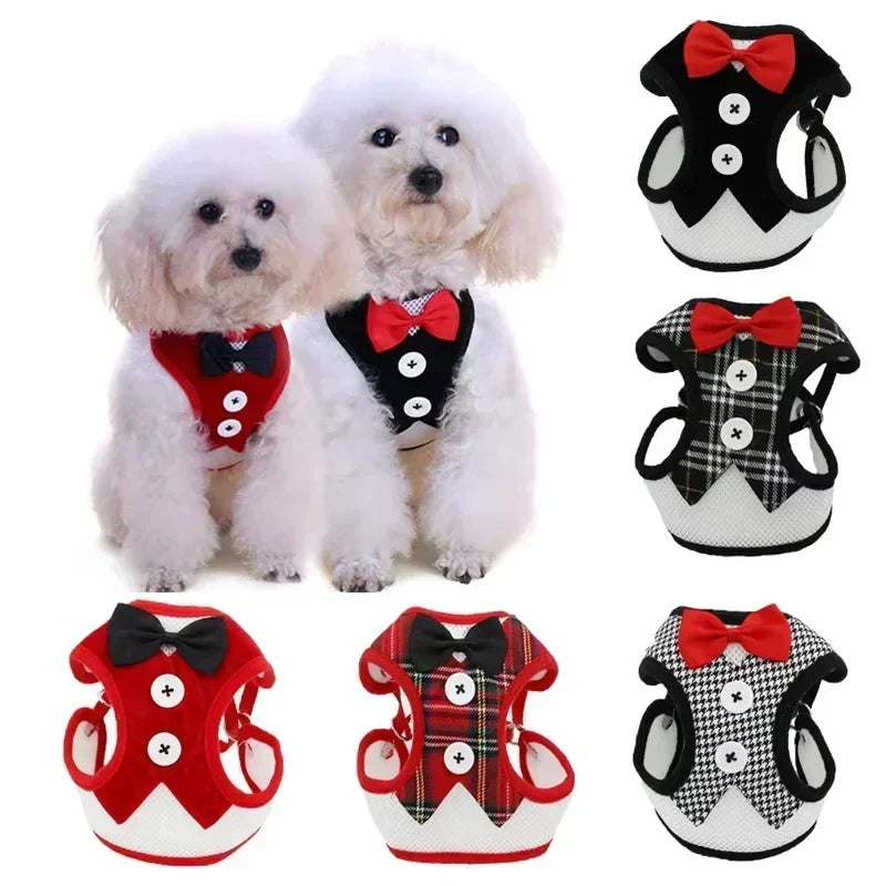 Bowtie Pet Harness Vest with Leash