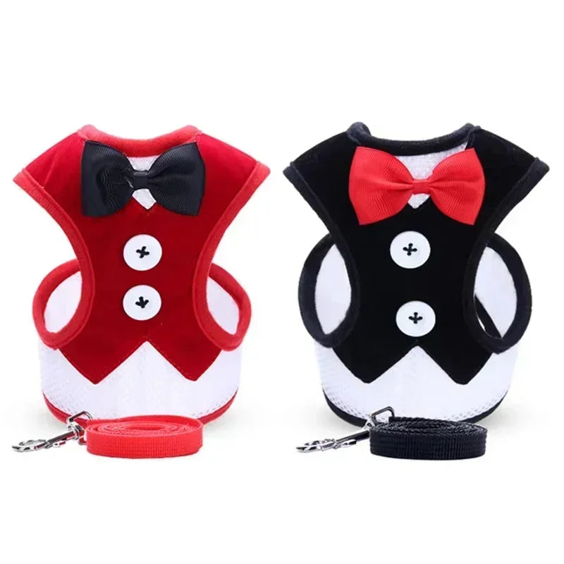 Bowtie Pet Harness Vest with Leash