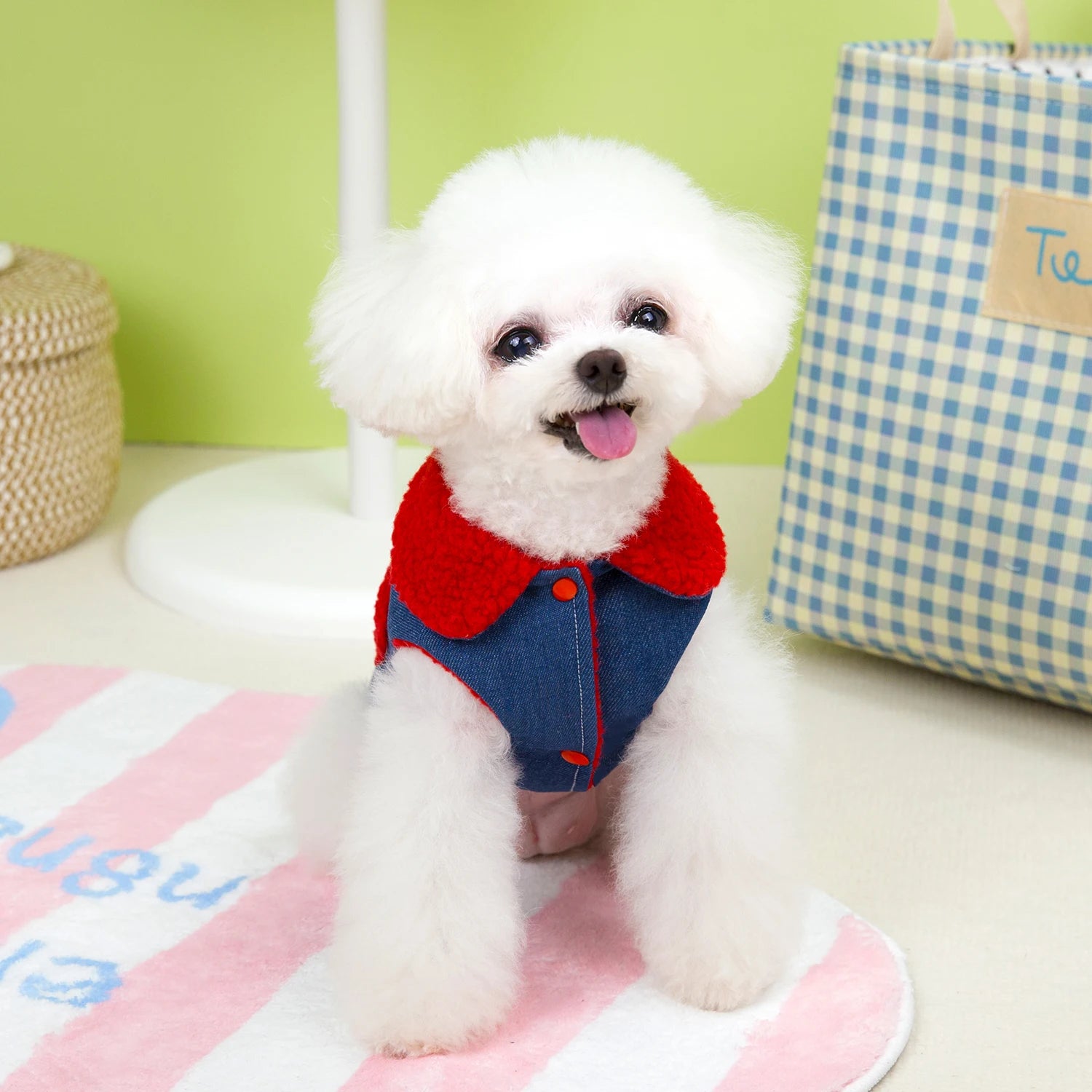 Denim Yorkie Pet Dog Jacket Winter Warm Dog Clothes