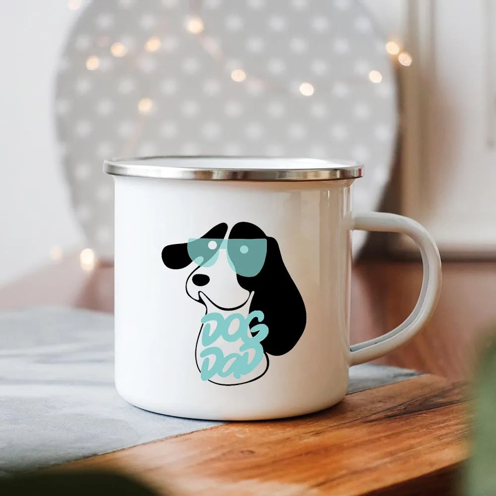 Dog Mom/Dad Print Creative Enamel Handle Mugs