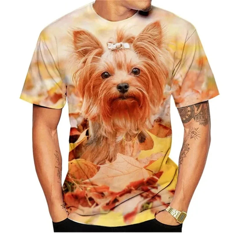 Yorkshire Terrier Pet Dog 3D Print  Streetwear T-Shirts