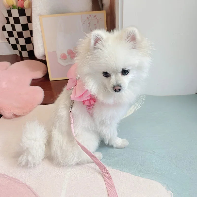 Yorkshire Pink Bow Harness Rope Set