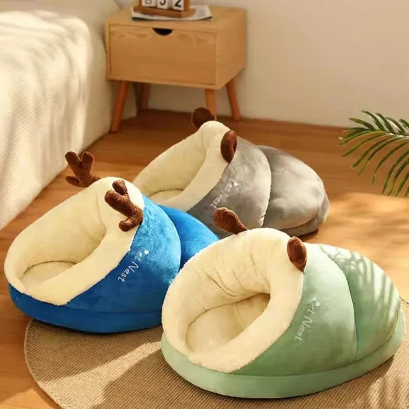 Cozy Slipper-Style Pet Bed Warm, Breathable, and Washable Foldable Dog House