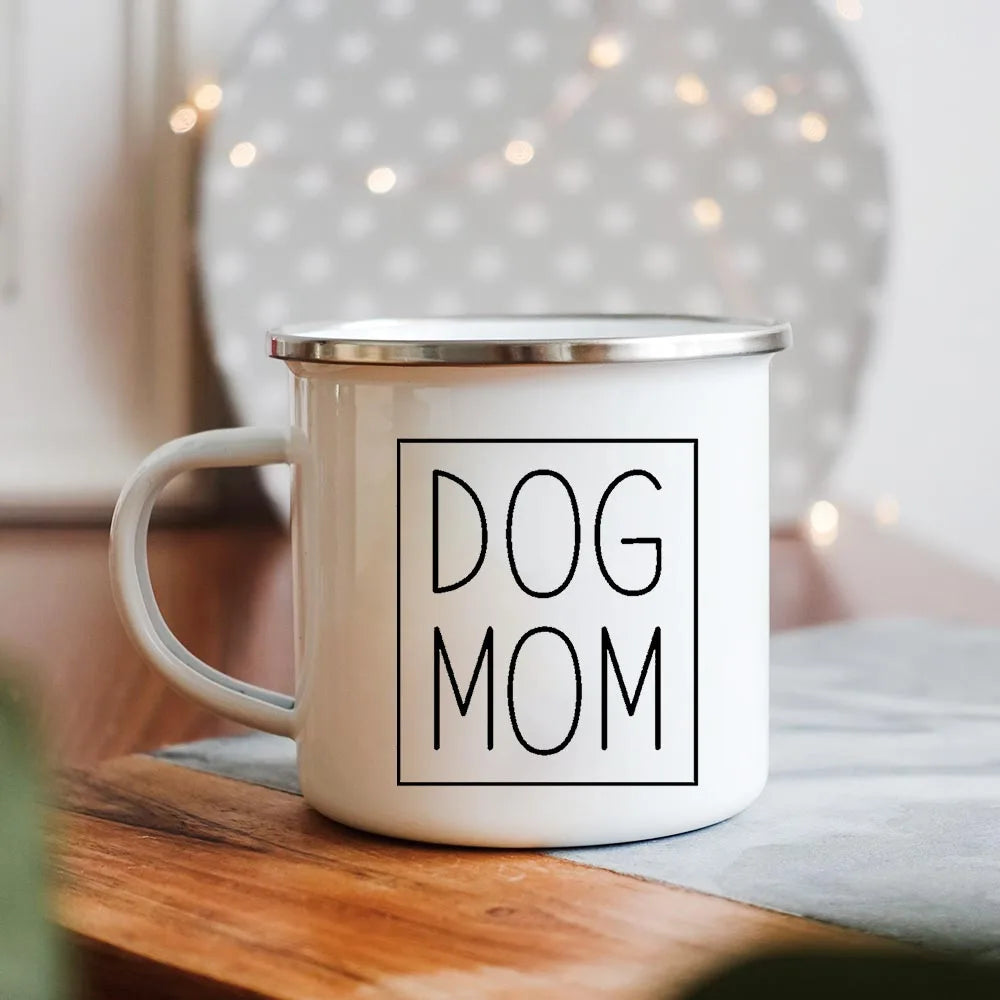 Dog Mom/Dad Print Creative Enamel Handle Mugs