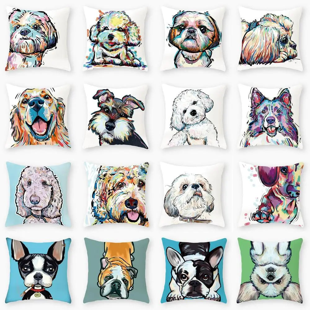 Cute Dog Yorkie Sofa Pillowcase