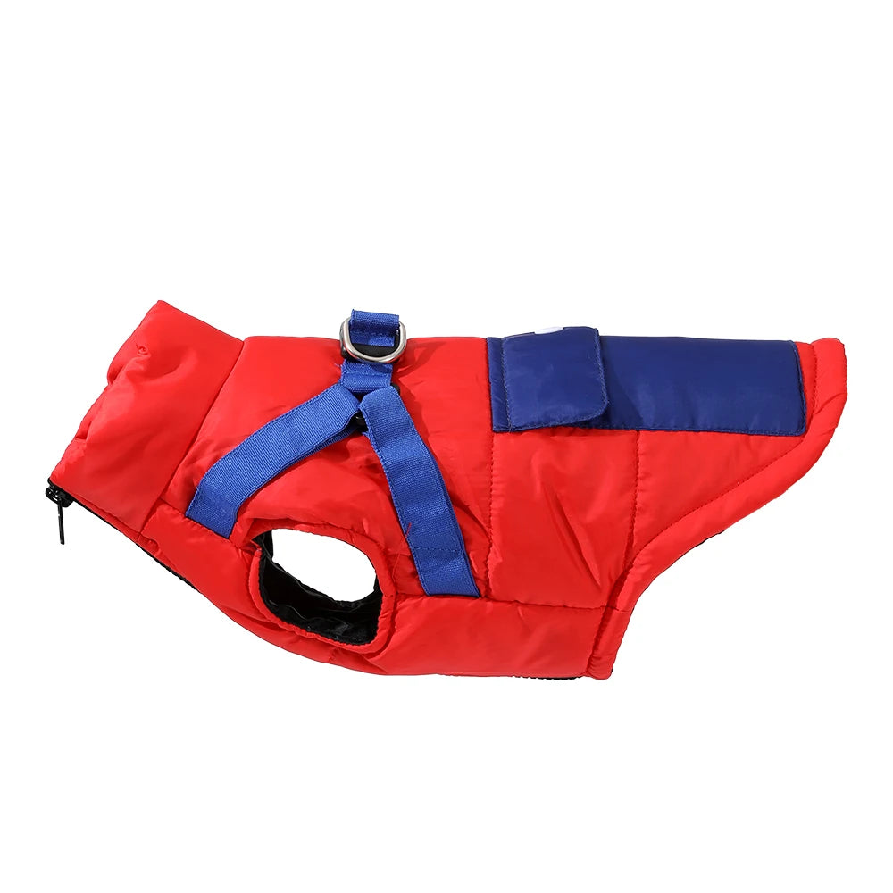 Dog Clothes Vest Jacket With Harness Pocket Zipper Windproof