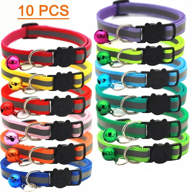 10Pcs Wholesale Collars With Bell Adjustable Necklace